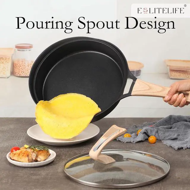 Alt view image 7 of 7 - ESLITE LIFE Nonstick Deep Frying Pan Skillet with Lid, Healthy Granite Coating Egg Omelette Pan Stone Cookware Chef's Pan, PFOA Free(Black, 11 Inch)