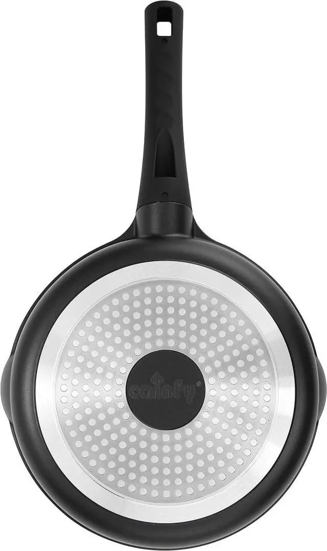 Alt view image 2 of 7 - 9.5 Inch Non Stick Frying Pans Granite Coated with Pour Spout - 1.9 Quart Skillet with Comfortable Stay Cool Grip Handle - Induction Compatible Non Toxic PFOA Free Ceramic Pan (Black)