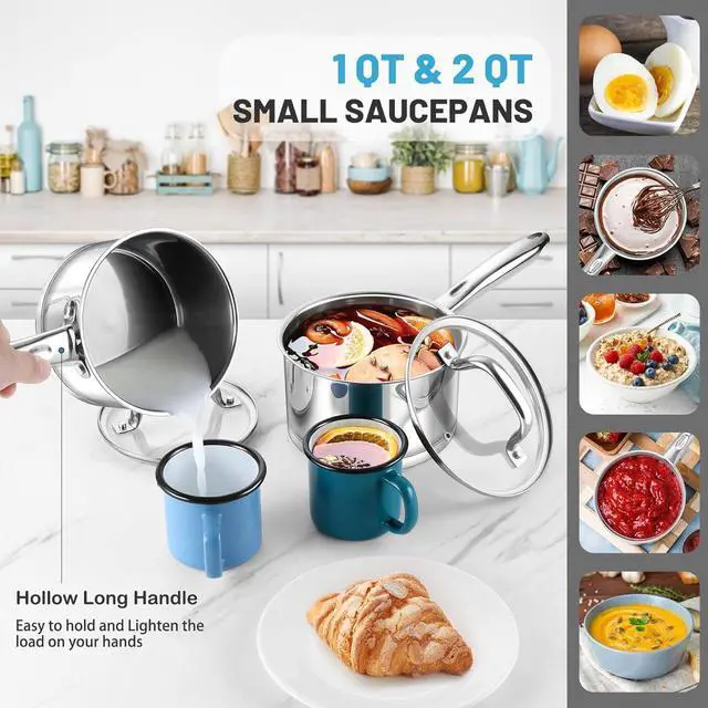 Alt view image 6 of 6 - P&P CHEF 10 Pcs Stainless Steel Pots and Pans Sets, Kitchen Cookware Set of 6, Induction Cooking Pot & Saucepans with Lids, Nonstick Frying Pans & Saute Pan