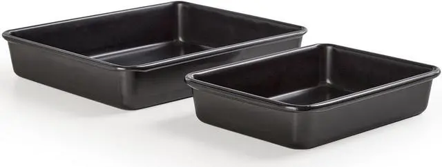 Alt view image 2 of 7 - Heavy Roasting Pan Set of 2, Nonstick Rectangular Deep Baking Pans, 0.8mm Lasagna Oven Pan, 11"+8.6"