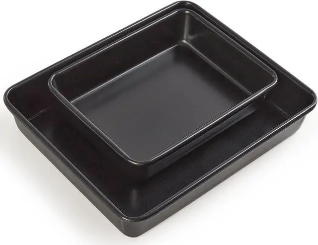 Alt view image 3 of 7 - Heavy Roasting Pan Set of 2, Nonstick Rectangular Deep Baking Pans, 0.8mm Lasagna Oven Pan, 11"+8.6"