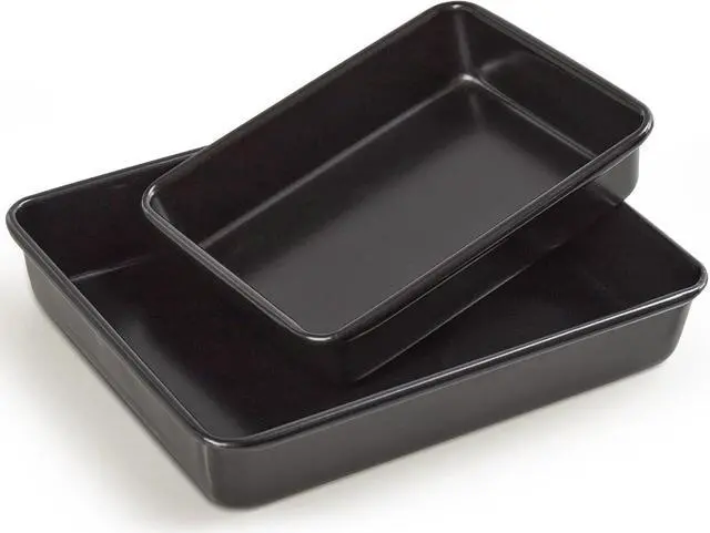 Main image of Heavy Roasting Pan Set of 2, Nonstick Rectangular Deep Baking Pans, 0.8mm Lasagna Oven Pan, 11"+8.6"