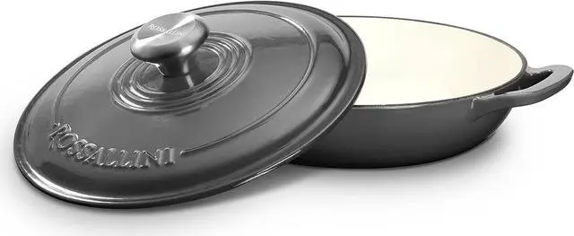 Alt view image 4 of 5 - Signature Enameled Cast Iron Braiser, Non-Stick Serving Pot with Tight Fitting Lid for Perfect Roasting, Baking, Sauteing, Searing, and Pan Frying | 1.5Q (1.4L) - Oyster Grey