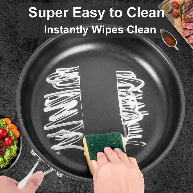 Alt view image 3 of 7 - AUDANNE 6 Piece Nonstick Frying Pan Set Stainless Steel with Lid, 8 inch &10 inch & 12 inch Non Stick Skillet with Handle - PFOA Free, Oven Safe Non-stick Teflon Coating Induction Cooking Cookware