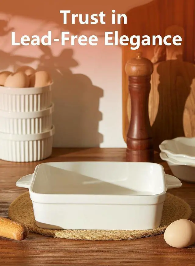 Alt view image 6 of 7 - Sweese 8x8 inch Square Porcelain Baking Dish with Double Handles - Non-Stick Oven Casserole Pan for Brownie, Lasagna, Roasting - Great for Serving or Cooking