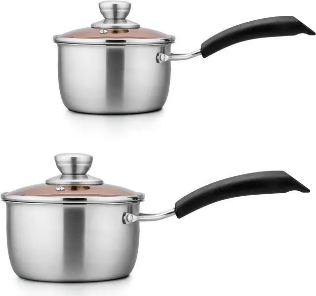 Main image of TeamFar 1qt & 2qt Saucepan with Lid, Stainless Steel Small Cooking Pot, Milk Sauce Pan with Long Handle for Home Kitchen, Non-Toxic & Heavy-Duty, Multi-use & Dishwasher Safe