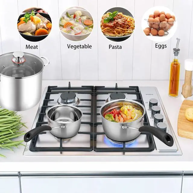 Alt view image 4 of 6 - TeamFar 1qt & 2qt Saucepan with Lid, Stainless Steel Small Cooking Pot, Milk Sauce Pan with Long Handle for Home Kitchen, Non-Toxic & Heavy-Duty, Multi-use & Dishwasher Safe