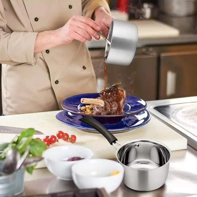 Alt view image 5 of 6 - TeamFar 1qt & 2qt Saucepan with Lid, Stainless Steel Small Cooking Pot, Milk Sauce Pan with Long Handle for Home Kitchen, Non-Toxic & Heavy-Duty, Multi-use & Dishwasher Safe