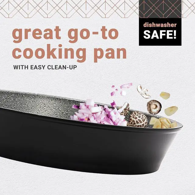 Alt view image 4 of 7 - serenk Excellence Granite Egg Pan, PFOA Free Frying Pan, Extra Thick Bottom Non Stick Fry Skillet, 1.8 in 1.5 qt Omelette Pan with Glass Lid, Oven and Dishwasher Safe (10.23in 60.86oz)