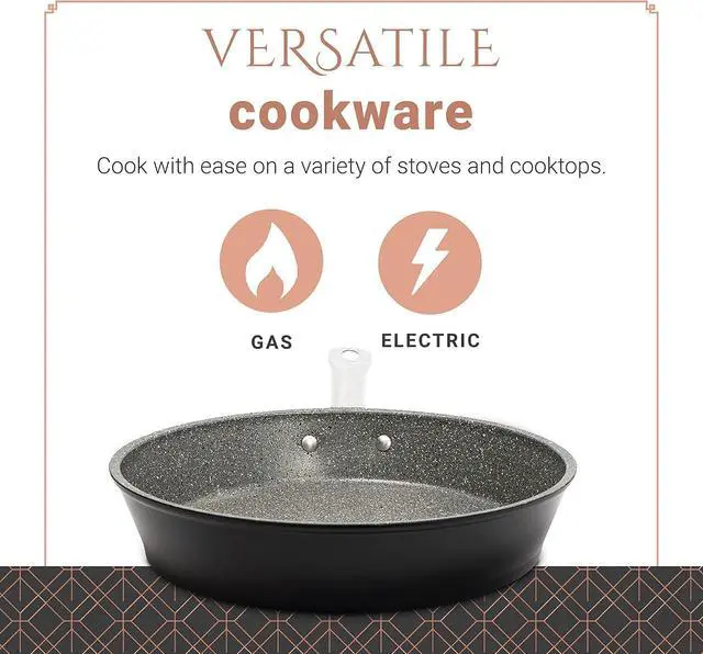 Alt view image 6 of 7 - serenk Excellence Granite Egg Pan, PFOA Free Frying Pan, Extra Thick Bottom Non Stick Fry Skillet, 1.8 in 1.5 qt Omelette Pan with Glass Lid, Oven and Dishwasher Safe (10.23in 60.86oz)