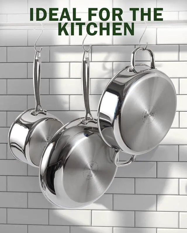 Alt view image 6 of 6 - Cook N Home Deep Saute Pan with Lid 4 Quart, Tri-Ply Clad Stainless Steel Deep Frying Pan, 10.5 Inch Skillet, Induction Cooking Pan Kitchen Pan, Silve
