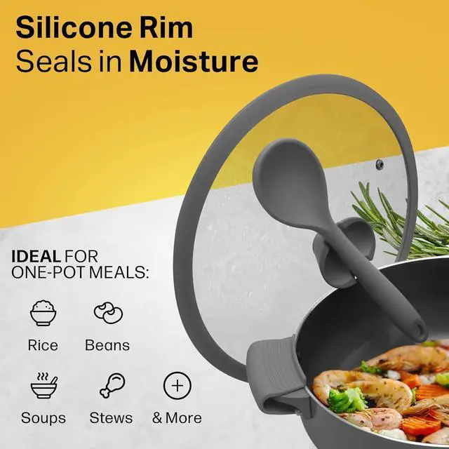 Alt view image 4 of 7 - Nativo Nonstick Nontoxic Ceramic Caldero Dutch Oven with Glass Lid, Spoon Rest, Silicone Handle Protectors and Silicone Spatula (GRAY, 5 QT)