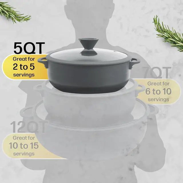 Alt view image 5 of 7 - Nativo Nonstick Nontoxic Ceramic Caldero Dutch Oven with Glass Lid, Spoon Rest, Silicone Handle Protectors and Silicone Spatula (GRAY, 5 QT)