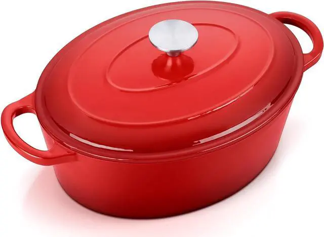 Main image of E-far 7QT Oval Dutch Oven Pot with Lid, Enameled Cast Iron Dutch Oven with Dual Handles for Sourdough Bread Baking Cooking, Nonstick Enamel Coated Cookware(Red), Non-Toxic & Easy Clean