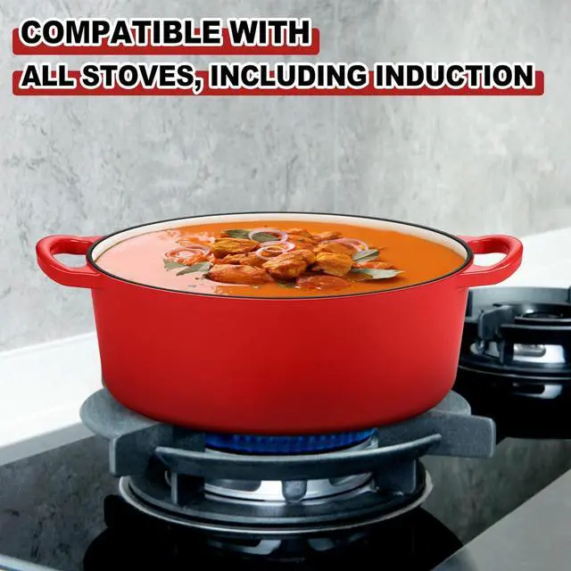 Alt view image 4 of 7 - E-far 7QT Oval Dutch Oven Pot with Lid, Enameled Cast Iron Dutch Oven with Dual Handles for Sourdough Bread Baking Cooking, Nonstick Enamel Coated Cookware(Red), Non-Toxic & Easy Clean