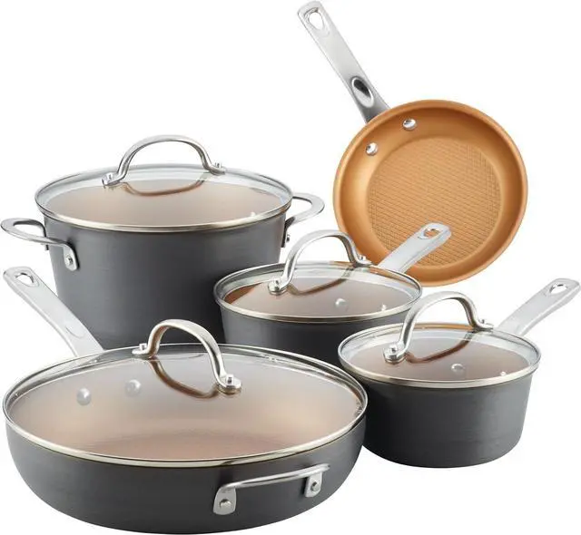 Main image of Ayesha Curry Home Collection Hard Anodized Nonstick Cookware Pots and Pans Set, 9 Piece, Charcoal Gray