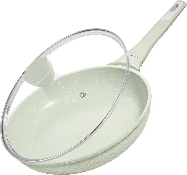 Main image of Non Stick Frying Pan 11 Inch with Tempered Glass Lid - Super Nonstick, 100% PFOA/PFAS Free & Healthy Non-Toxic - Omelette & Egg Pan Skillet for All Stovetops (Induction/Gas/Electric), Dishwasher Safe