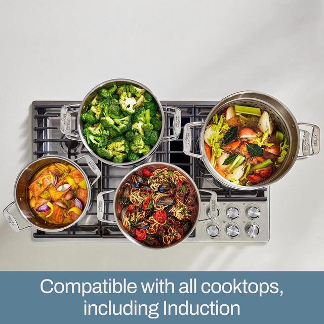 Alt view image 5 of 7 - All-Clad Simply Strain Stainless Steel Multipot with Straining Lid, 6-Quart, Induction, Oven Broiler Safe 600F, Strainer, Pasta Strainer with Handle, Steamer Pot, Cookware, Home, Pots and Pans, Silver