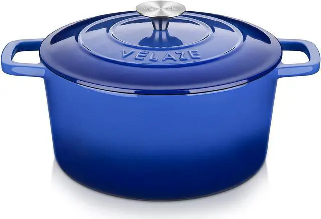 Main image of Velaze 6 QT Enameled Dutch Oven Pot with Lid, Cast Iron Dutch Oven with Dual Handles for Sourdough Bread Baking, Cooking, Non-stick Enamel Coated Cookware (Blue)