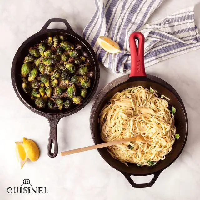 Alt view image 5 of 6 - Cuisinel Cast Iron Skillet + Lid - 2-In-1 Multi Cooker - Deep Pot + Frying Pan - 3-Qt Dutch Oven - Pre-Seasoned Oven Cookware - Works for Bread, Indoor/Outdoor, Grill, Stovetop and Induction