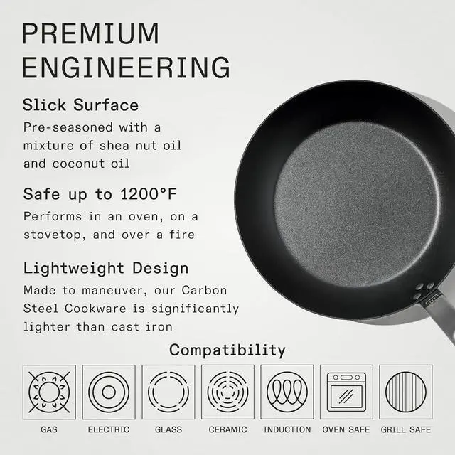 Alt view image 3 of 7 - Made In Cookware - Seasoned 10" Blue Carbon Steel Frying Pan - (Like Cast Iron, but Better) - Professional Cookware - Crafted in Sweden - Induction Compatible
