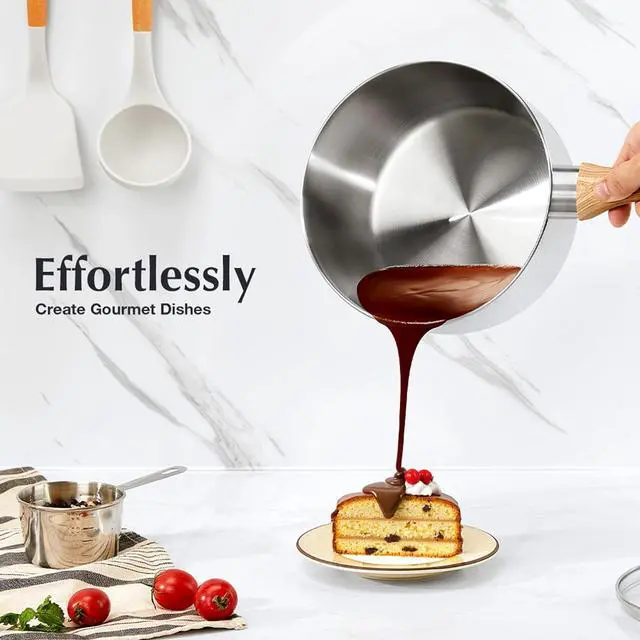 Alt view image 3 of 7 - KOCH SYSTEME CS Stainless Steel Saucepan Set, 6 Piece Stainless Steel Sauce Pan 1QT & 2QT & 3QT with heat-resistant Bakelite Handle, Cool-Touch Stainless Steel Pot Set, Sauce Pans Induction Ready