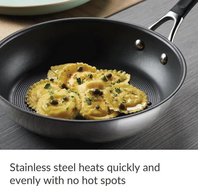 Alt view image 6 of 7 - Circulon Momentum Stainless Steel Nonstick Cookware Set with Glass Lids, 11-Piece Pot and Pan Set, Stainless Steel