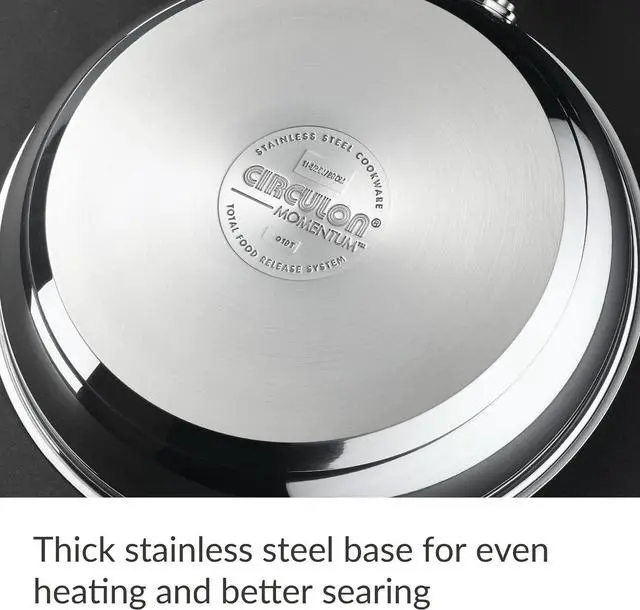 Alt view image 7 of 7 - Circulon Momentum Stainless Steel Nonstick Cookware Set with Glass Lids, 11-Piece Pot and Pan Set, Stainless Steel