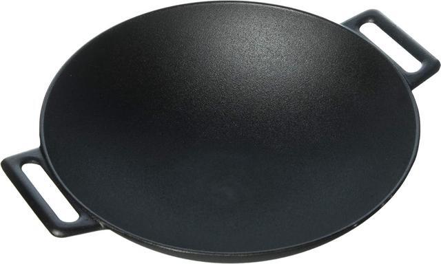 Main image of Jim Beam 12'' Pre Seasoned Heavy Duty Construction Cast Iron Grilling Wok, Griddle and Stir Fry Pan