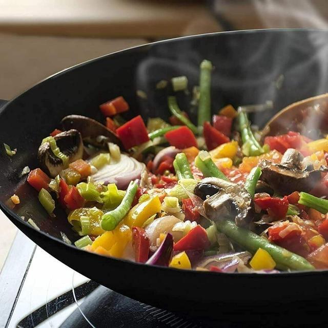Alt view image 7 of 7 - Jim Beam 12'' Pre Seasoned Heavy Duty Construction Cast Iron Grilling Wok, Griddle and Stir Fry Pan