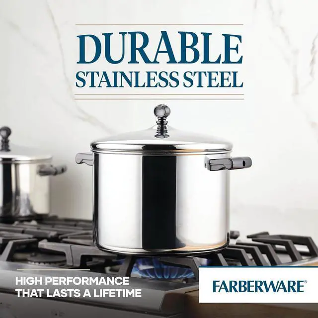 Alt view image 4 of 6 - Farberware Classic Stainless Steel 8-Quart Stockpot with Lid, Stainless Steel Pot with Lid, Silver