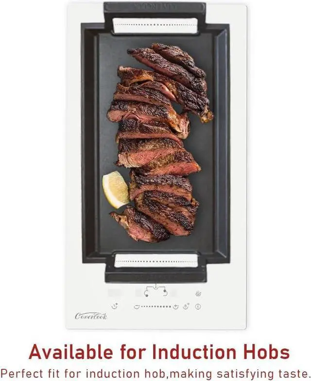 Alt view image 5 of 7 - COVERCOOK Griddle Pan, Cast Iron Grill Hot Plate, Rectangular Grill with Flat Surface for Electric Stove Top and Induction Cooktop,16.7 x 9.1in