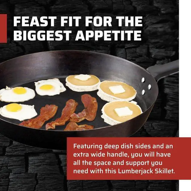 Alt view image 2 of 6 - Camp Chef Lumberjack Skillet - Large, Non-Stick Skillet Pan - Perfect for Camping & Outdoor Cooking - 20"