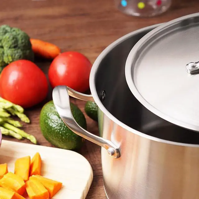 Alt view image 4 of 7 - HOMI CHEF Matte Polished NICKEL FREE Stainless Steel 3.5 QT Stock Pot with Lid (No Toxic Non Stick Coating, 8.5 Inch Straight Sided) - Cookware Set - Cookware Pots And Pans Sets Cookware Sets