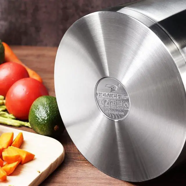 Alt view image 6 of 7 - HOMI CHEF Matte Polished NICKEL FREE Stainless Steel 3.5 QT Stock Pot with Lid (No Toxic Non Stick Coating, 8.5 Inch Straight Sided) - Cookware Set - Cookware Pots And Pans Sets Cookware Sets
