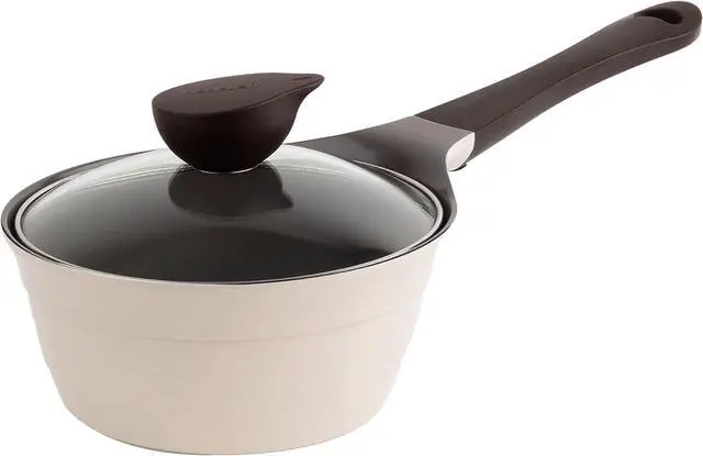 Main image of Neoflam 1.9qt Saucepan Butter Warmer Milk Boiling|Melting Pot, Ecolon Healthy Ceramic Nonstick Coating PFOA-free, 2 Pour Spouts, Dishwasher Safe, Ivory