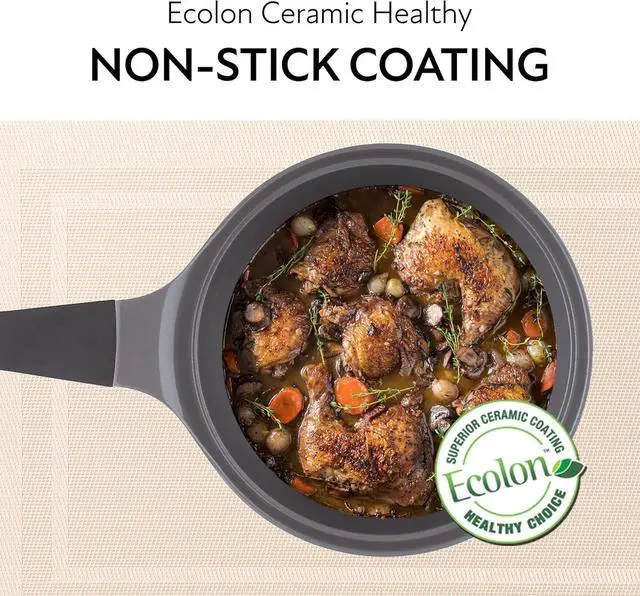 Alt view image 4 of 5 - Neoflam 1.9qt Saucepan Butter Warmer Milk Boiling|Melting Pot, Ecolon Healthy Ceramic Nonstick Coating PFOA-free, 2 Pour Spouts, Dishwasher Safe, Ivory