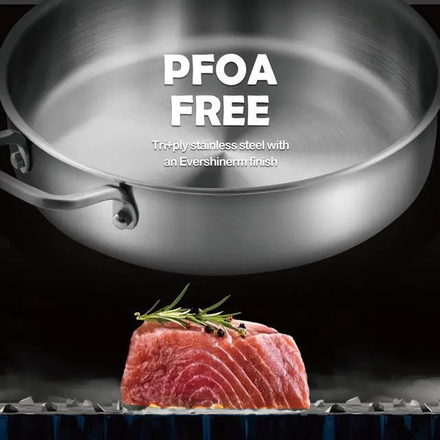 Alt view image 2 of 6 - Chefmate Saute Pan,5 Quart Saute pan,Stainless Steel Cookware,Stainless Steel skillet,12 inch Stainless Steel Saute Pans with Lid,Dishwasher and Oven Safe, Works on All Cooktops