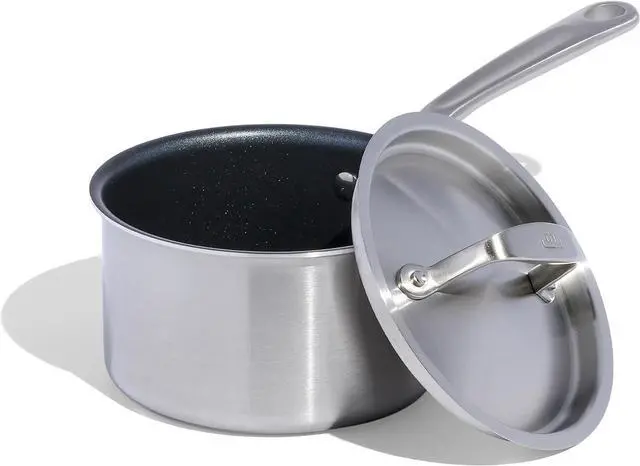Main image of Made In Cookware - ProCoat 2 Quart Non Stick Sauce Pan With Lid - Graphite - 5 Ply Stainless Clad Nonstick Saucepan - Professional Cookware - Crafted in Italy - Induction Compatible