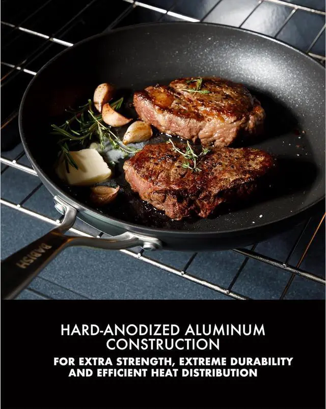 Alt view image 6 of 7 - Babish 10 Piece Hard Anodized Laser Titanium Forever Non Stick Technology Durable Pots and Pans Cookware Set - Black