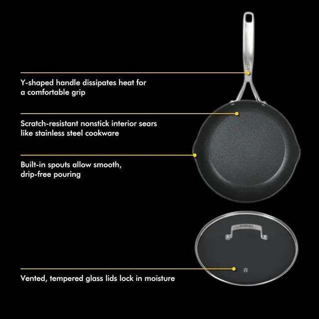 Alt view image 7 of 7 - Babish 10 Piece Hard Anodized Laser Titanium Forever Non Stick Technology Durable Pots and Pans Cookware Set - Black