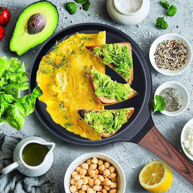 Alt view image 2 of 7 - Vinchef Nonstick Crepe Pan, 11inch Skillet Pan for Dosa Tawa Omelette Tortillas Crispy Pancake, Griddle Pancake Pan, PFOA FREE and Induction Compatible
