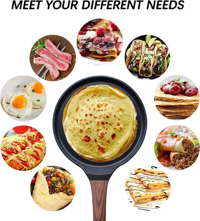 Alt view image 6 of 7 - Vinchef Nonstick Crepe Pan, 11inch Skillet Pan for Dosa Tawa Omelette Tortillas Crispy Pancake, Griddle Pancake Pan, PFOA FREE and Induction Compatible
