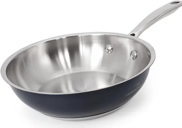 Main image of HOMICHEF Navy Gray 9.5-Inch NICKEL FREE Fry Pan Stainless Steel (No Toxic Non Stick Coating) - Induction Cookware Frying Pan - Noble Fry Pan Stainless Steel Wok Nickel Free Pans Skillets