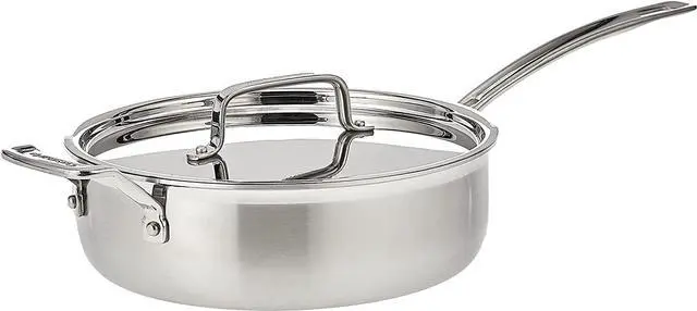 Alt view image 2 of 7 - Cuisinart MCP33-24HN MultiClad Pro Stainless 3-1/2-Quart Saute with Helper and Cover Skillet, 3.5-Quart, Sauté Pan w/Helper & Cover