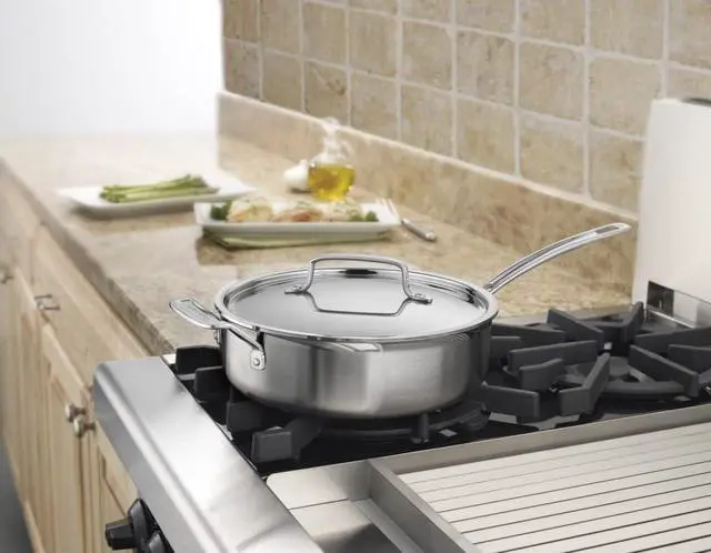 Alt view image 6 of 7 - Cuisinart MCP33-24HN MultiClad Pro Stainless 3-1/2-Quart Saute with Helper and Cover Skillet, 3.5-Quart, Sauté Pan w/Helper & Cover