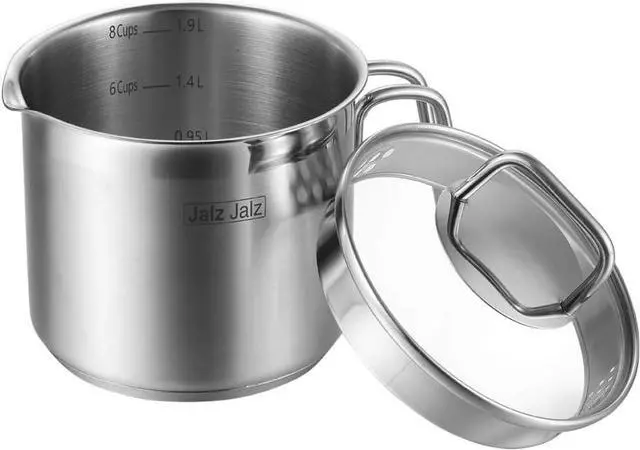 Main image of Stainless Steel Saucepan With Glass Lid,Classic Cookware, Sauce Pan,2 Quart for Boiling Milk, Sauce, Gravies, Pasta,Noodles