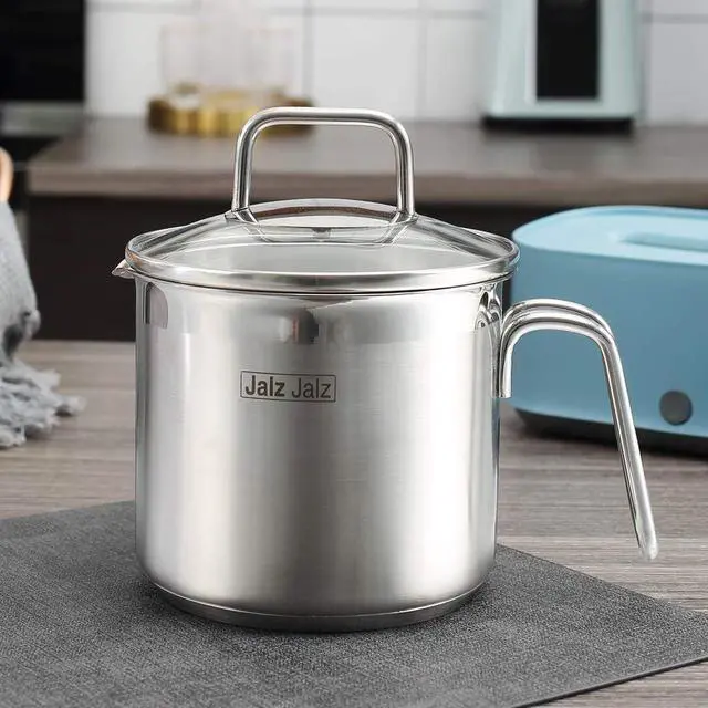 Alt view image 4 of 5 - Stainless Steel Saucepan With Glass Lid,Classic Cookware, Sauce Pan,2 Quart for Boiling Milk, Sauce, Gravies, Pasta,Noodles