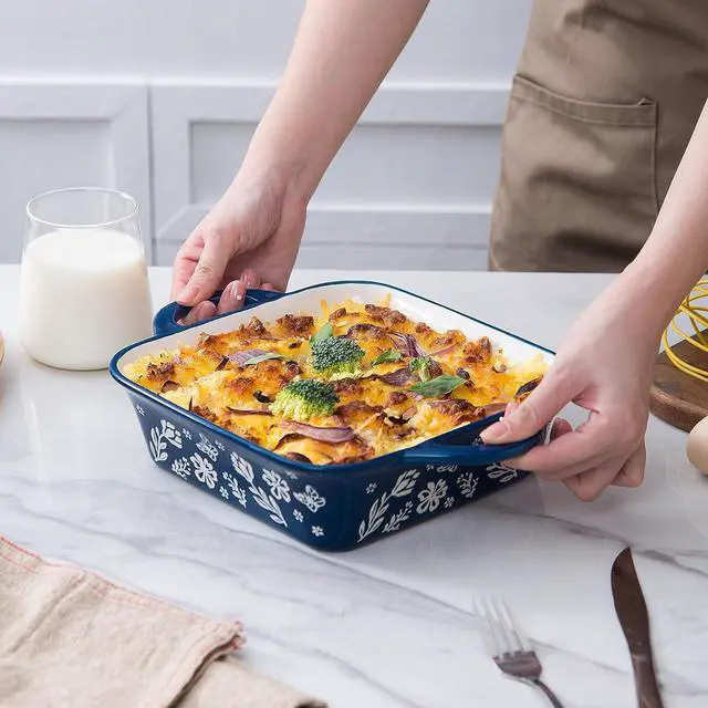 Alt view image 4 of 7 - Wisenvoy 8x8 Baking Pan Brownie Pan Casserole Dish Ceramic Baking Dish Casserole Dishes For Oven Square Baking Pan