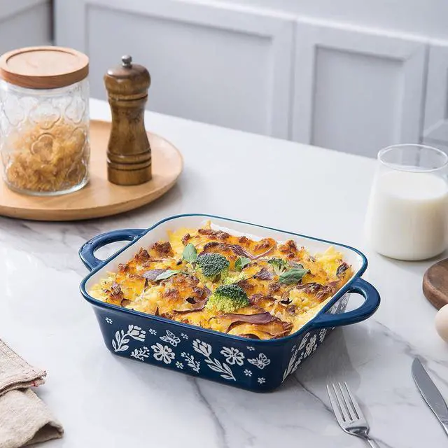 Alt view image 5 of 7 - Wisenvoy 8x8 Baking Pan Brownie Pan Casserole Dish Ceramic Baking Dish Casserole Dishes For Oven Square Baking Pan